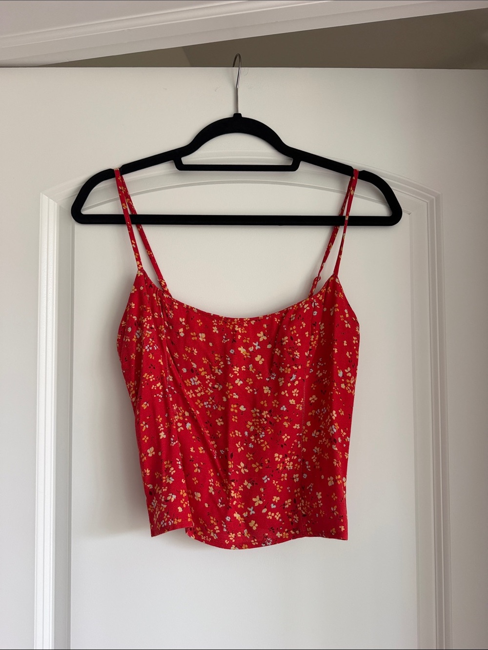 Reformation Red Floral Spaghetti-Strap Cami Top